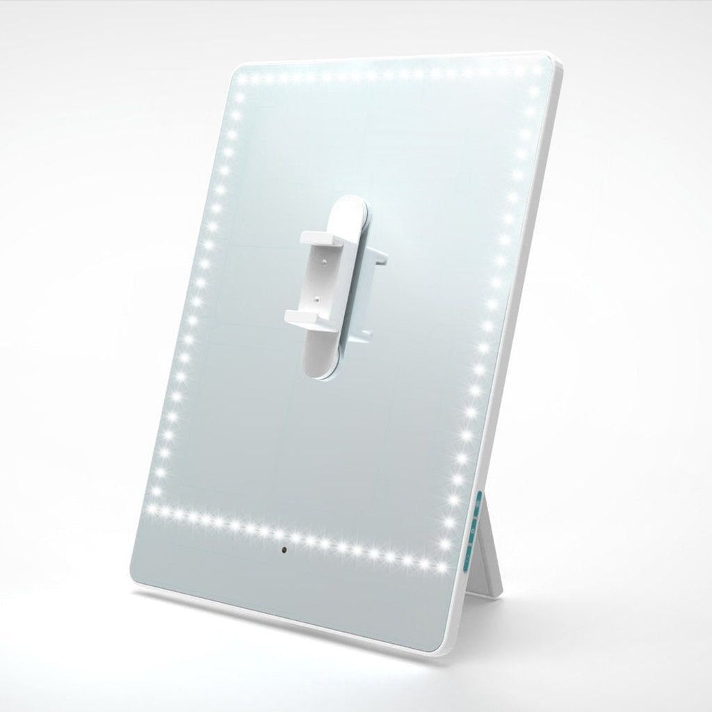 Riki Pretty LED Light Vanity Mirror (White) smartphone holder